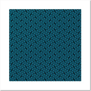 Sayagata - Japanese Traditional Pattern - Black & Blue Posters and Art